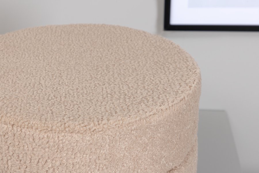 VENTURE DESIGN Pot puf, rund - beige bamsestof polyester og sort stl (40)