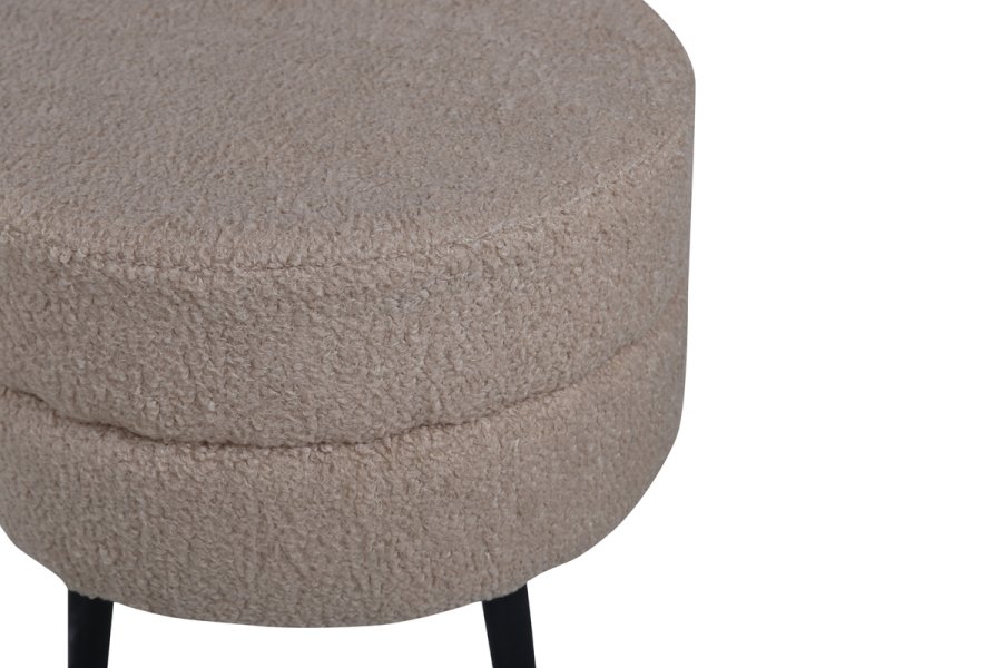 VENTURE DESIGN Pot puf, rund - beige bamsestof polyester og sort stl (40)