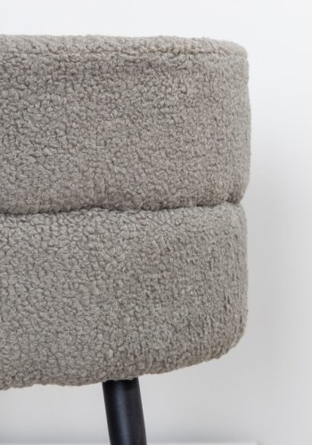 VENTURE DESIGN Pot puf, rund - gr bamsestof polyester og sort stl (40)