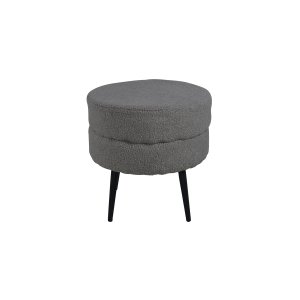 VENTURE DESIGN Pot puf, rund - gr bamsestof polyester og sort stl (40)