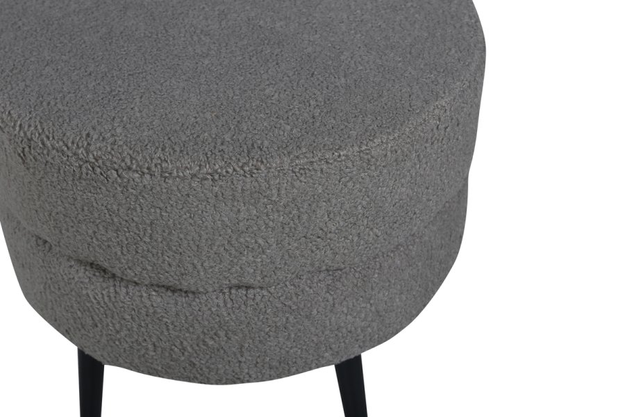 VENTURE DESIGN Pot puf, rund - gr bamsestof polyester og sort stl (40)