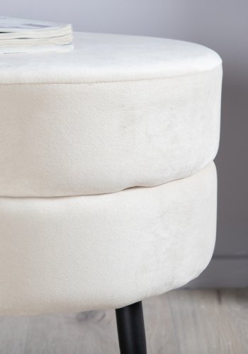 VENTURE DESIGN Grytepuff, rund - beige flyel og svart stl (40)