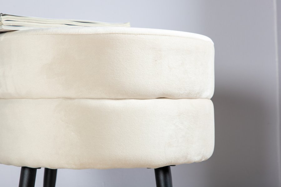 VENTURE DESIGN Grytepuff, rund - beige flyel og svart stl (40)