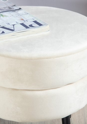 VENTURE DESIGN Grytepuff, rund - beige flyel og svart stl (40)