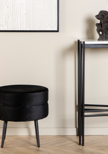 VENTURE DESIGN Pot puf, rund - sort fljl og sort stl (40)