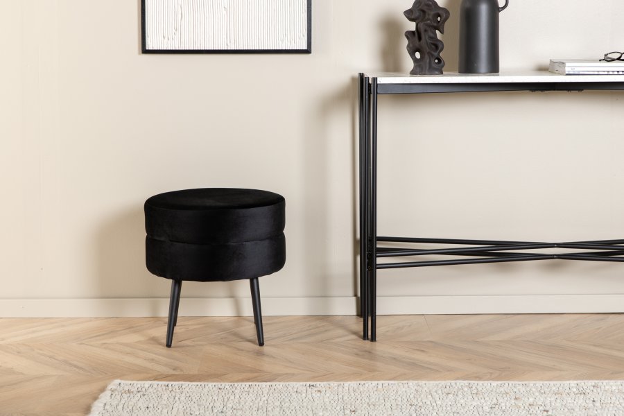 VENTURE DESIGN Pot puf, rund - sort fljl og sort stl (40)