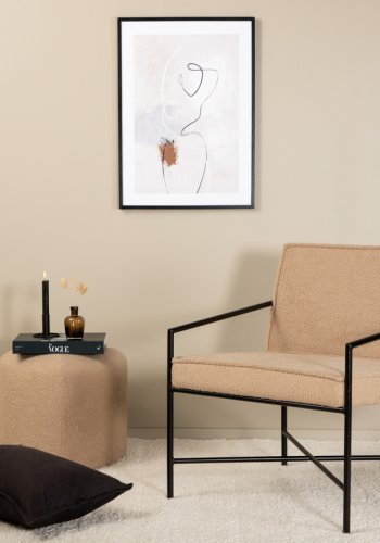 VENTURE DESIGN Rakel lenestol - beige teddystoff polyester og sort stl