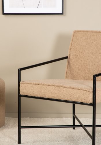 VENTURE DESIGN Rakel lenestol - beige teddystoff polyester og sort stl