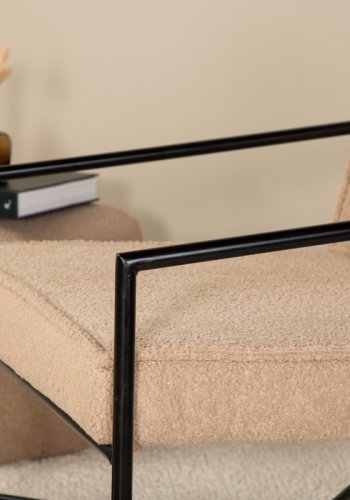 VENTURE DESIGN Rakel lenestol - beige teddystoff polyester og sort stl