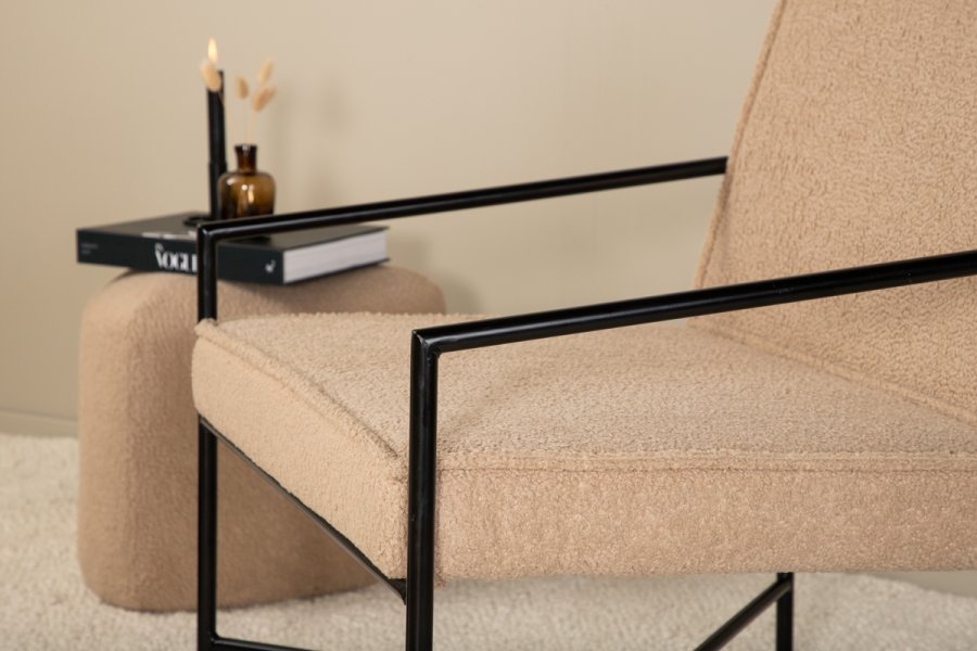 VENTURE DESIGN Rakel lenestol - beige teddystoff polyester og sort stl