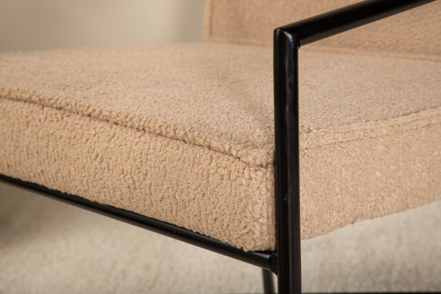 VENTURE DESIGN Rakel lenestol - beige teddystoff polyester og sort stl