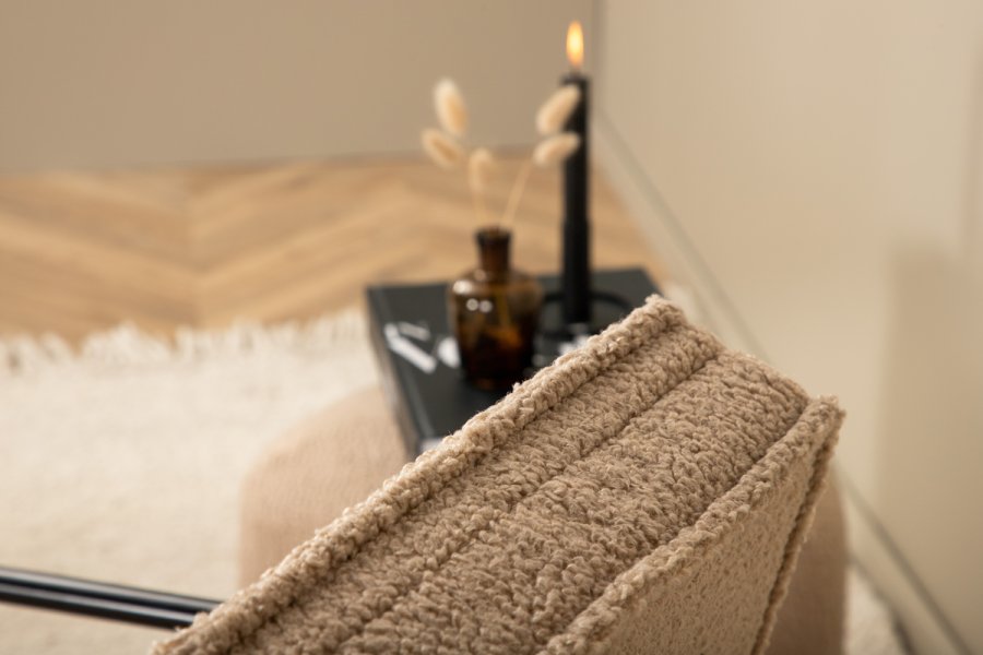 VENTURE DESIGN Rakel lenestol - beige teddystoff polyester og sort stl