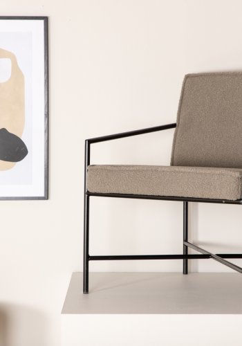 VENTURE DESIGN Rakel lenestol - gr teddystoff polyester og sort stl