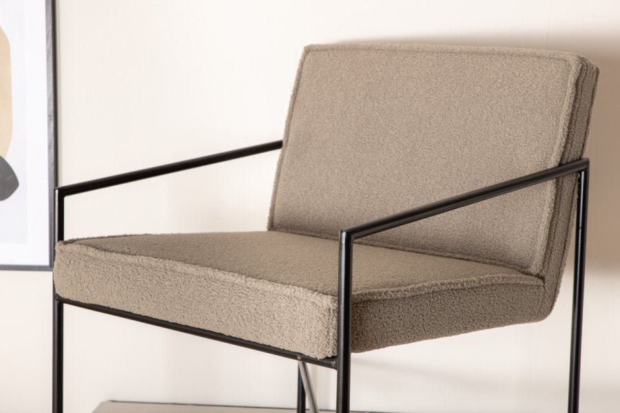 VENTURE DESIGN Rakel lenestol - gr teddystoff polyester og sort stl