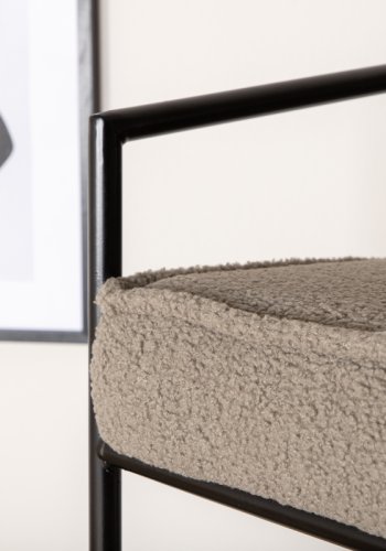 VENTURE DESIGN Rakel lenestol - gr teddystoff polyester og sort stl