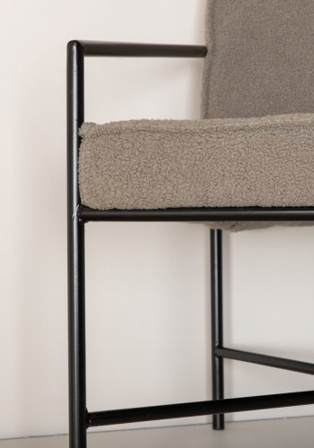 VENTURE DESIGN Rakel lenestol - gr teddystoff polyester og sort stl