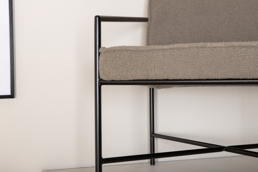 VENTURE DESIGN Rakel lenestol - gr teddystoff polyester og sort stl