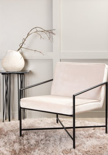 VENTURE DESIGN Rakel lenestol - beige flyel og sort stl