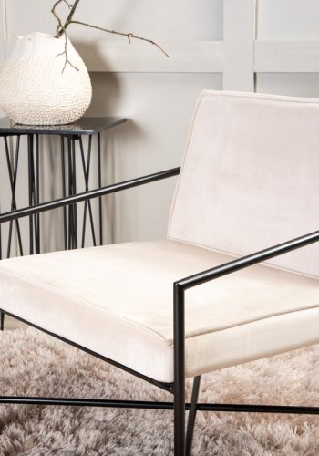 VENTURE DESIGN Rakel lenestol - beige flyel og sort stl