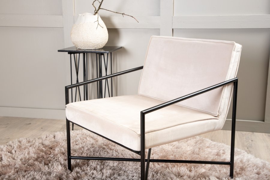 VENTURE DESIGN Rakel lenestol - beige flyel og sort stl