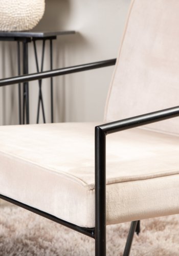VENTURE DESIGN Rakel lenestol - beige flyel og sort stl