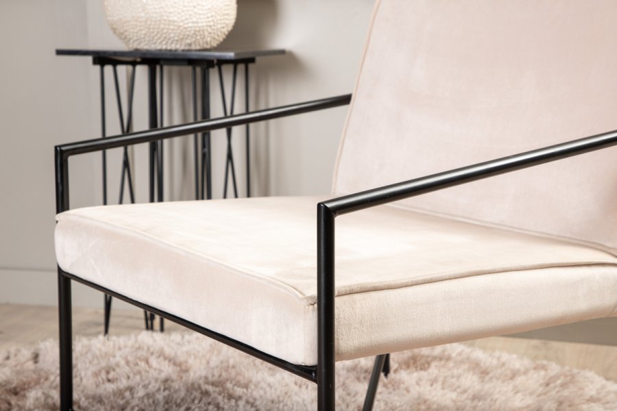 VENTURE DESIGN Rakel lenestol - beige flyel og sort stl