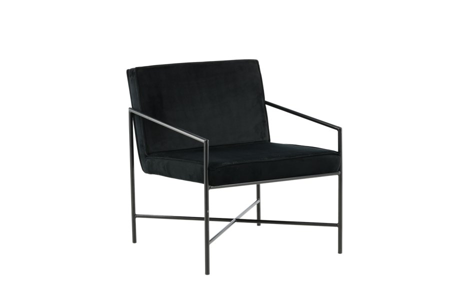VENTURE DESIGN Rakel lenestol - svart flyel og sort stl
