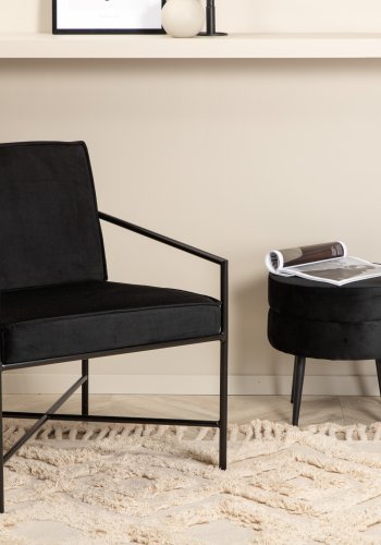 VENTURE DESIGN Rakel lenestol - svart flyel og sort stl