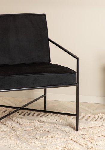 VENTURE DESIGN Rakel lenestol - svart flyel og sort stl