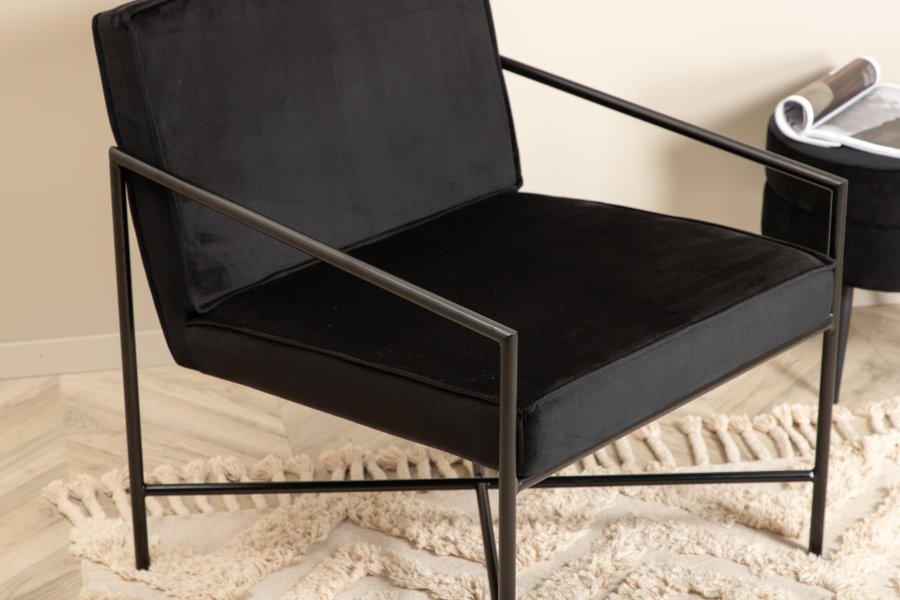 VENTURE DESIGN Rakel lenestol - svart flyel og sort stl