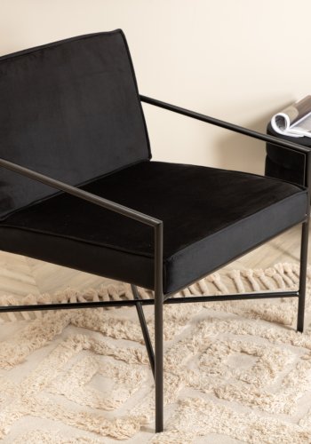 VENTURE DESIGN Rakel lenestol - svart flyel og sort stl