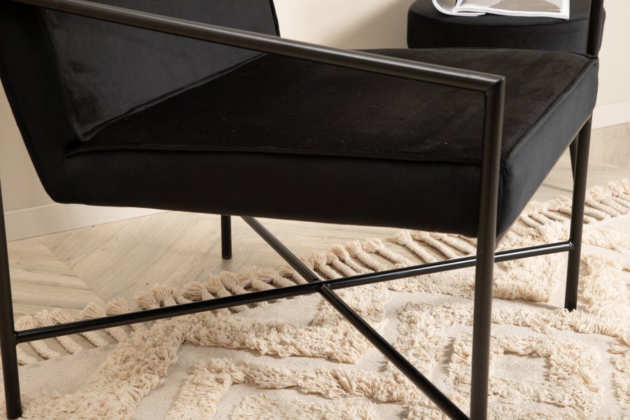 VENTURE DESIGN Rakel lenestol - svart flyel og sort stl