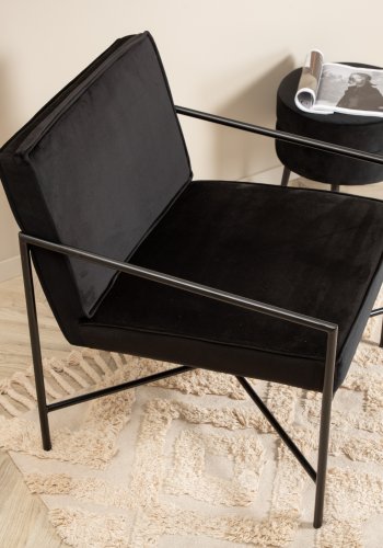 VENTURE DESIGN Rakel lenestol - svart flyel og sort stl