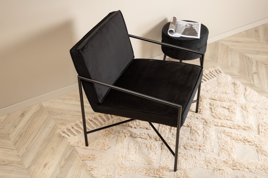 VENTURE DESIGN Rakel lenestol - svart flyel og sort stl