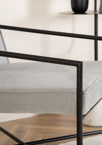 VENTURE DESIGN Rakel lenestol - gr flyel og sort stl