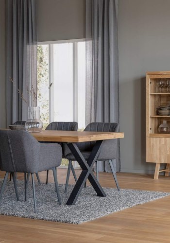 ROWICO Brooklyn vitrineskab - brstet eg, m. 4 lger og 2 skuffer 