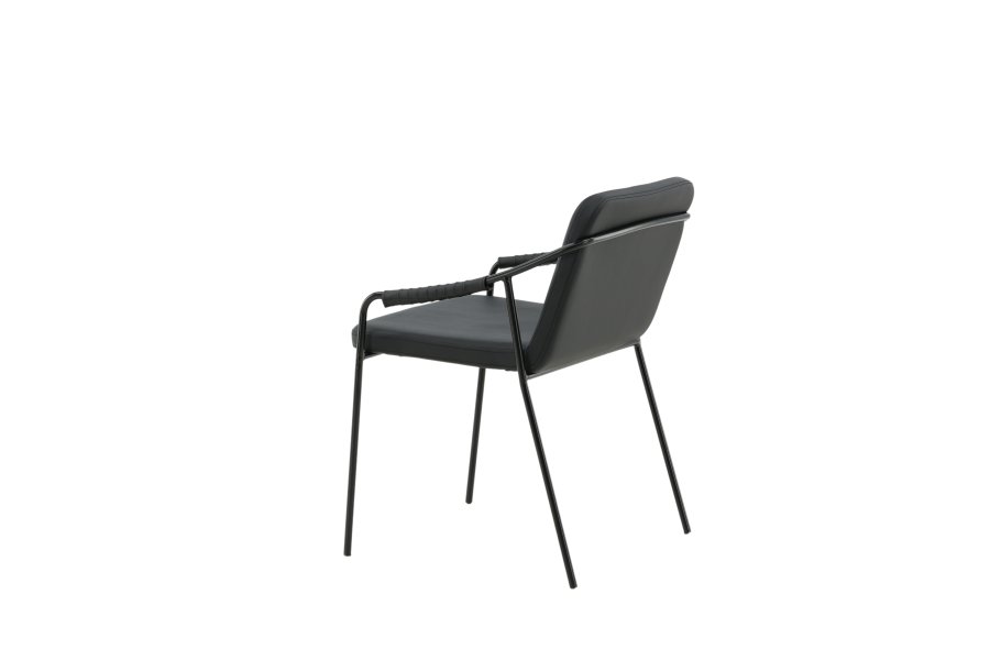 VENTURE DESIGN Twisted spisebordstol, med armlener - sort PU/polyester og sort stl
