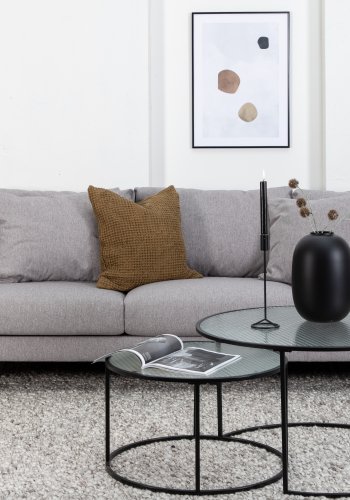 VENTURE DESIGN Sofia 3-seters sofa - gr polyester og sort stl