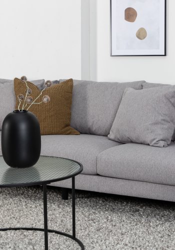 VENTURE DESIGN Sofia 3-seters sofa - gr polyester og sort stl