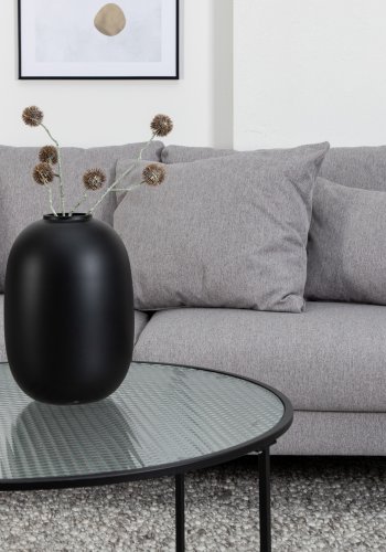 VENTURE DESIGN Sofia 3-seters sofa - gr polyester og sort stl