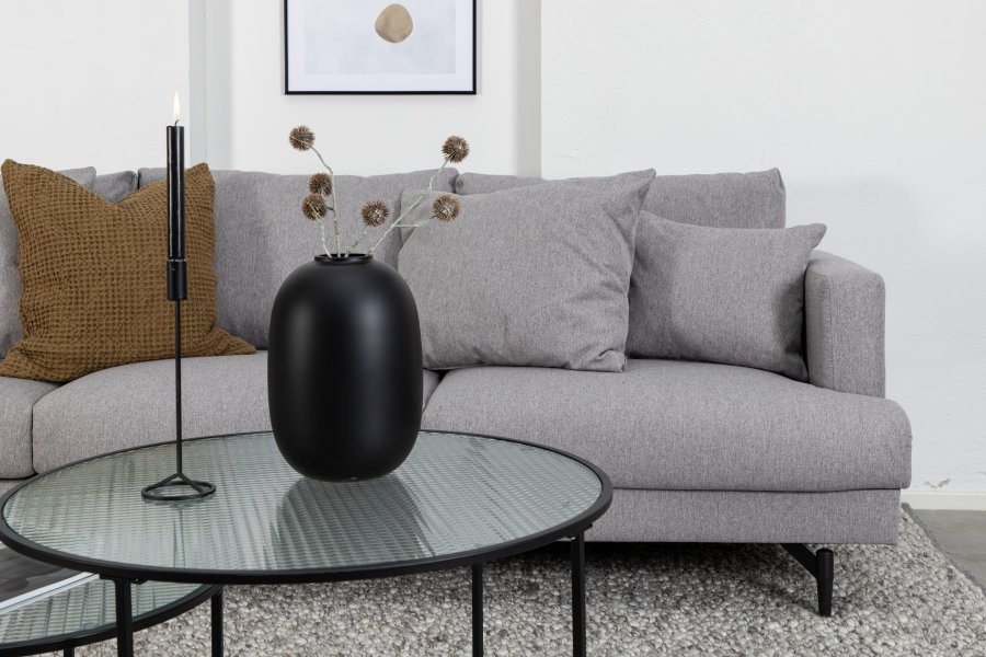 VENTURE DESIGN Sofia 3-seters sofa - gr polyester og sort stl