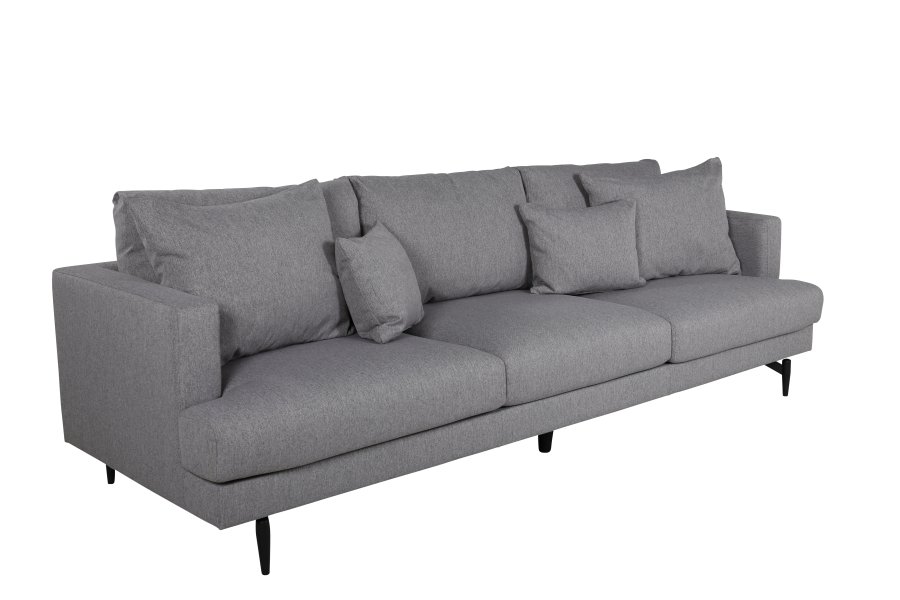 VENTURE DESIGN Sofia 3-seters sofa - gr polyester og sort stl