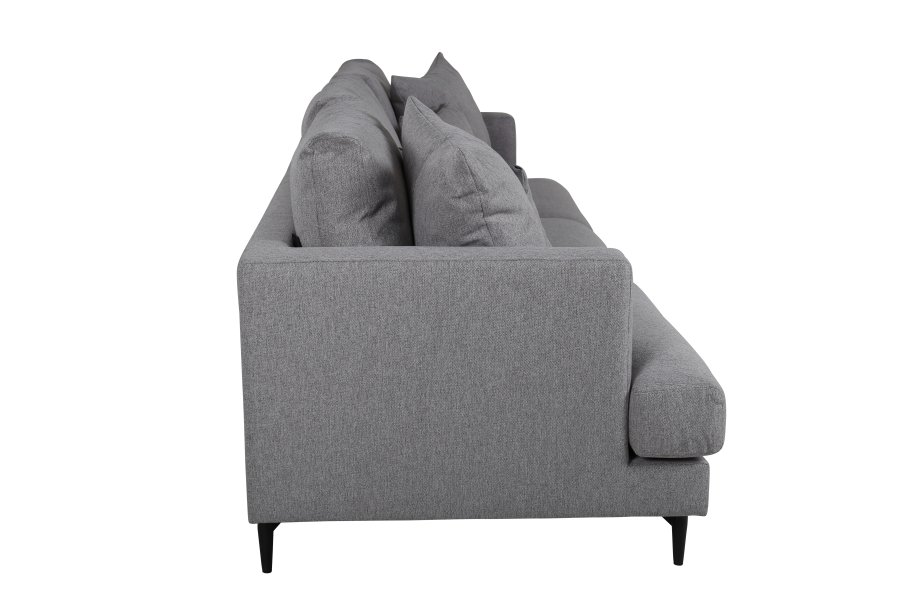 VENTURE DESIGN Sofia 3-seters sofa - gr polyester og sort stl