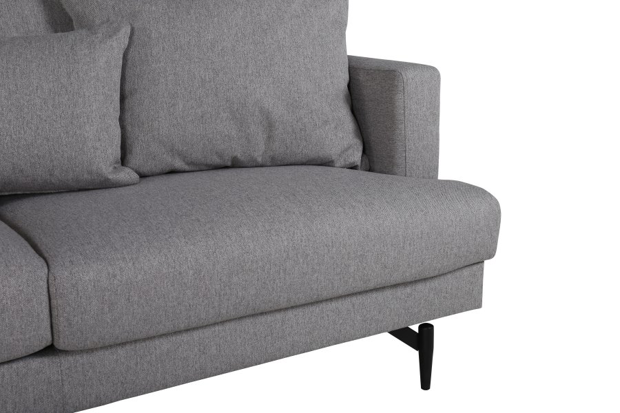 VENTURE DESIGN Sofia 3-seters sofa - gr polyester og sort stl
