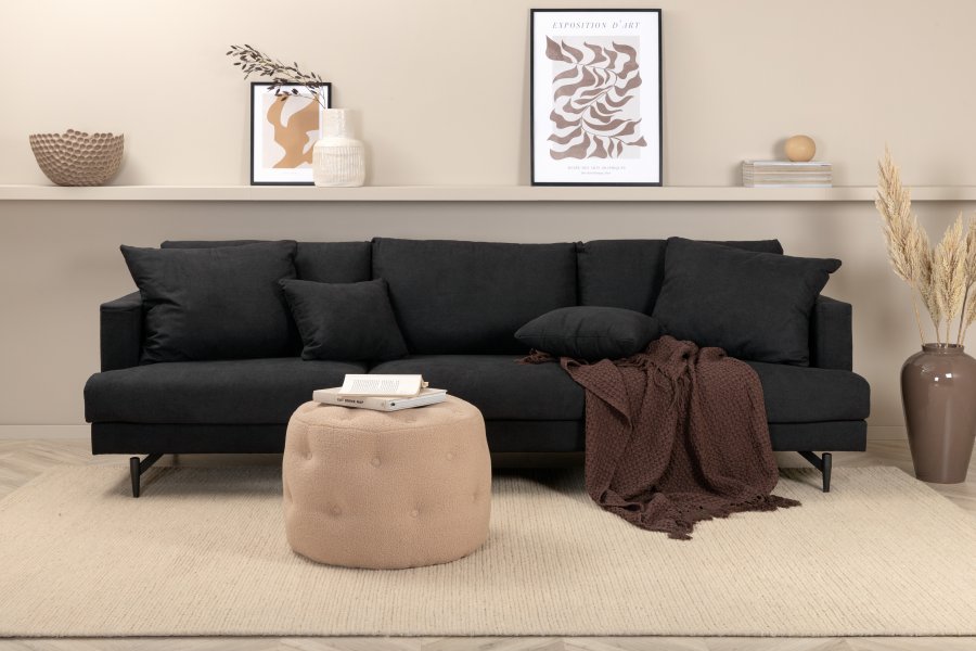 VENTURE DESIGN Sofia 3-seters sofa - sort polyester og sort stl