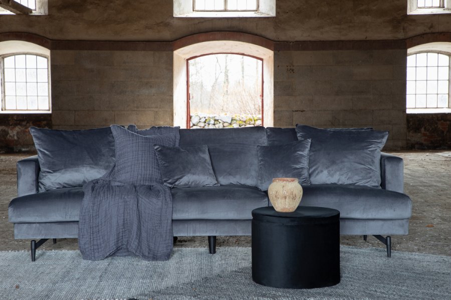 VENTURE DESIGN Sofia 3-seters sofa - mrkegr flyel og sort stl
