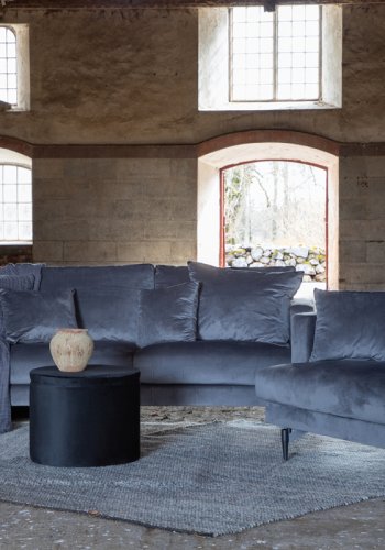 VENTURE DESIGN Sofia 3-seters sofa - mrkegr flyel og sort stl