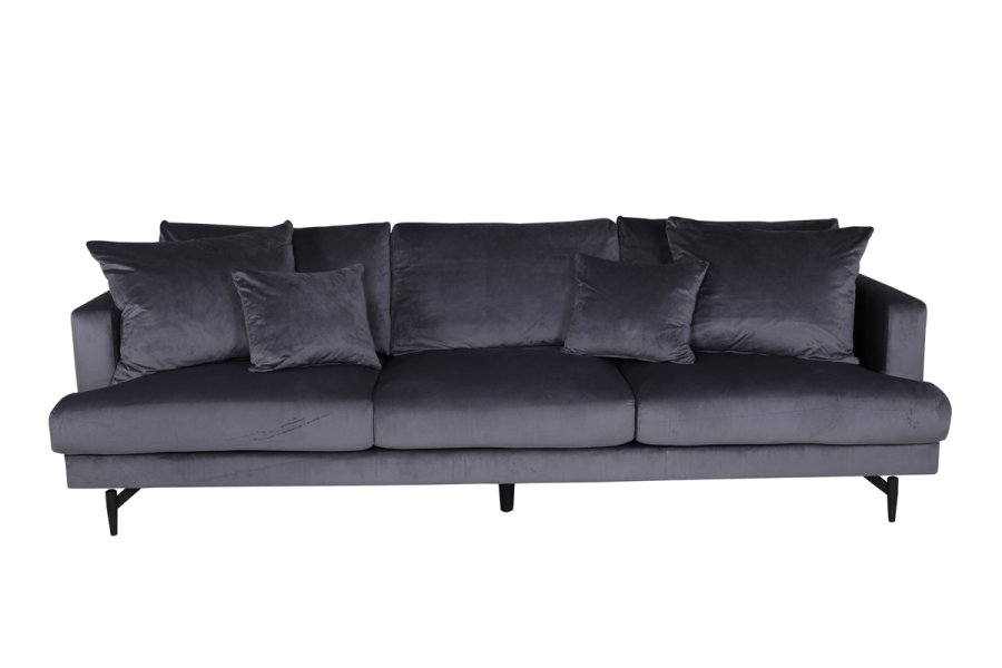 VENTURE DESIGN Sofia 3-seters sofa - mrkegr flyel og sort stl