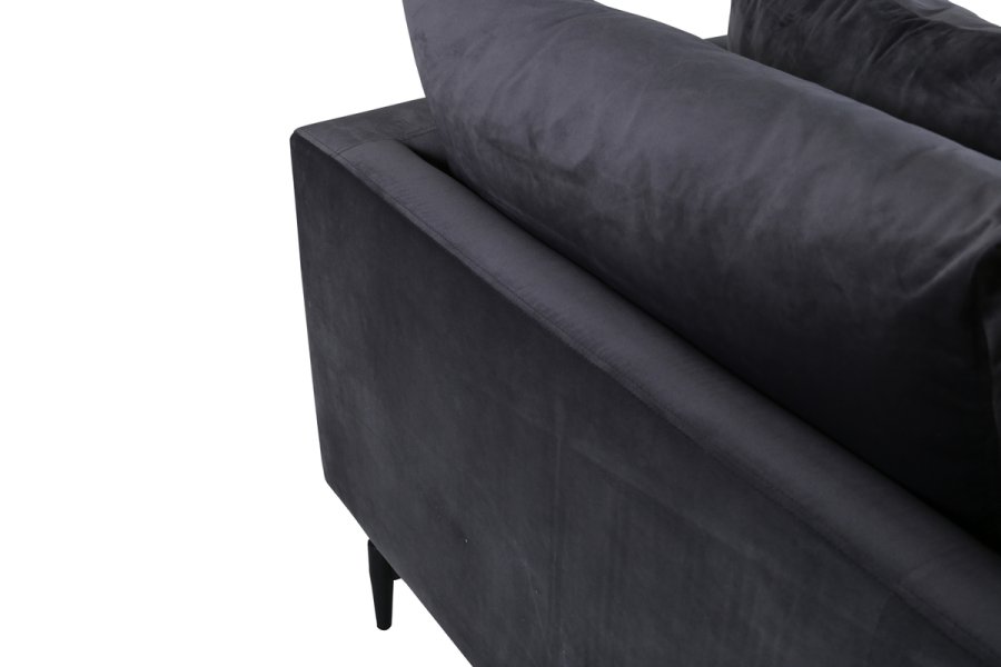 VENTURE DESIGN Sofia 3-seters sofa - mrkegr flyel og sort stl