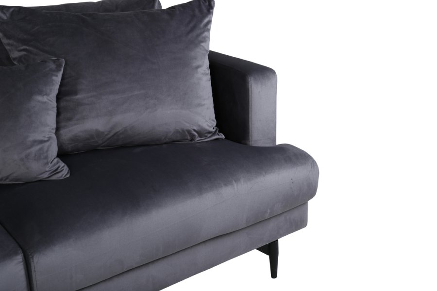 VENTURE DESIGN Sofia 3-seters sofa - mrkegr flyel og sort stl